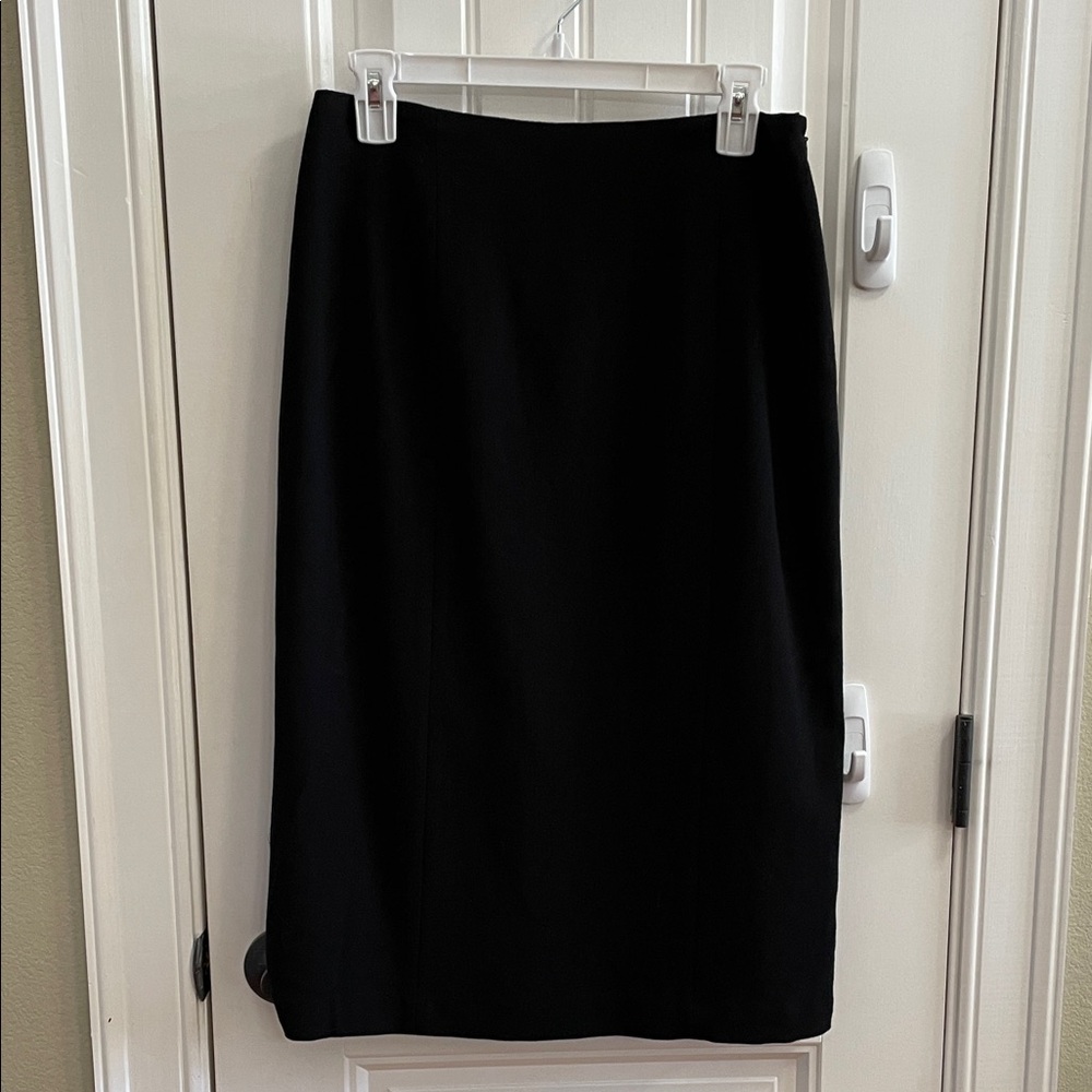 Talbots Elegant Black Wool Pencil Skirt